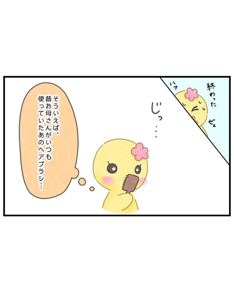 ヘアブラシを見つめて過去を起想するぴのり