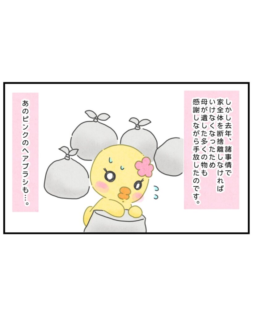 断捨離で母のピンク色のヘアブラシを捨てたぴのり